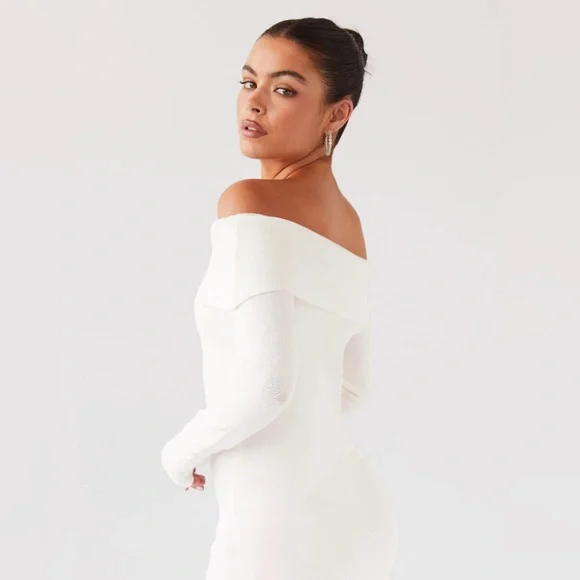 Peppermayo Off-Shoulder Long Sleeve White Dress - Picture 5 of 5